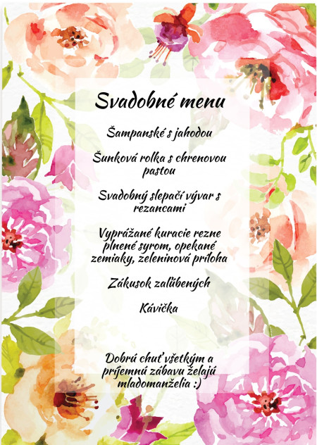 Svadobné menu - Šablóna ID 13503