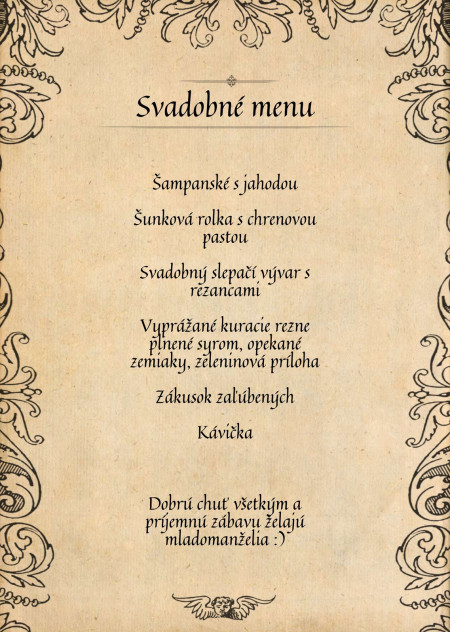 Svadobné menu - Šablóna ID 13532