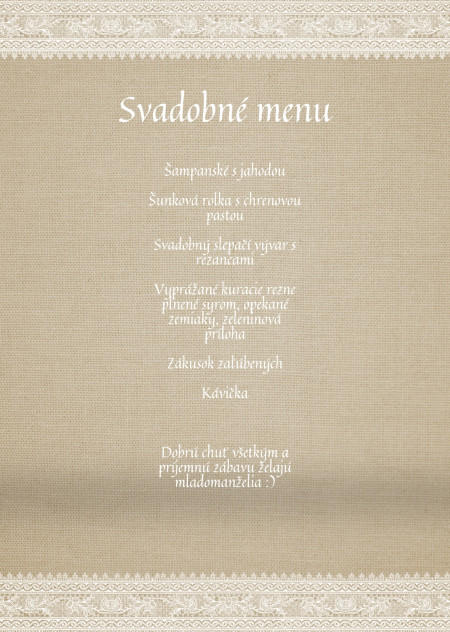 Svadobné menu - Šablóna ID 13565