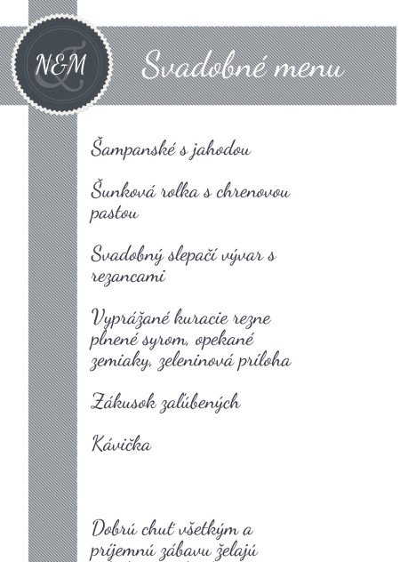 Svadobné menu - Šablóna ID 13595
