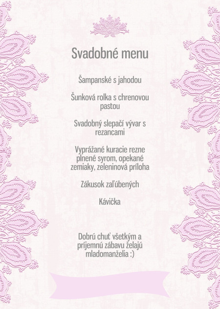 Svadobné menu - Šablóna ID 13610
