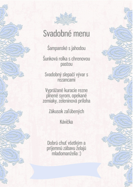 Svadobné menu - Šablóna ID 13625