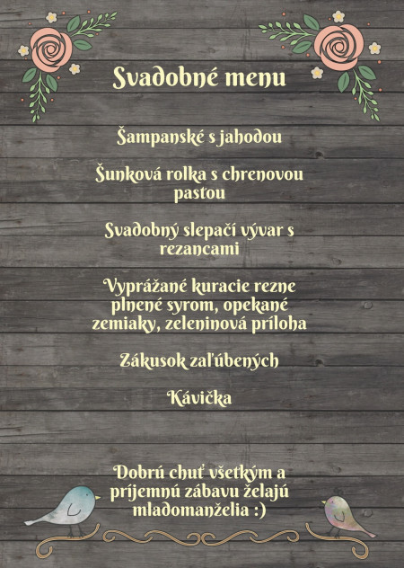 Svadobné menu - Šablóna ID 13640