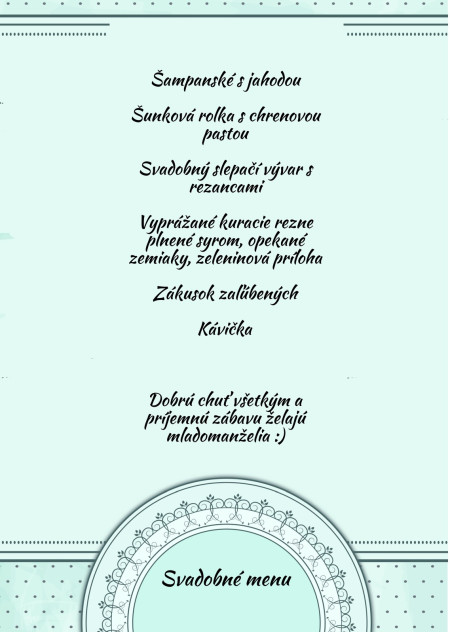 Svadobné menu - Šablóna ID 13655