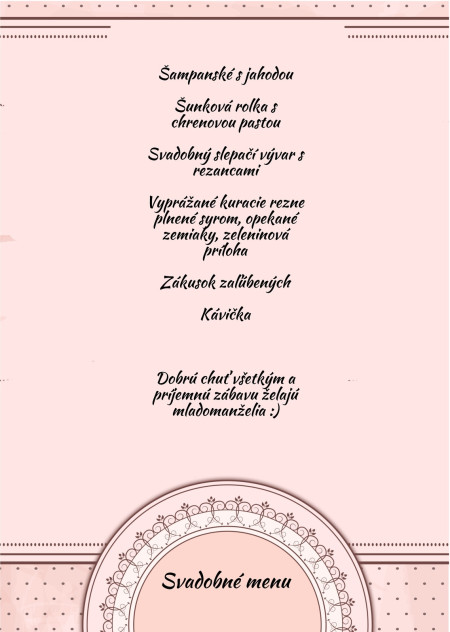 Svadobné menu - Šablóna ID 13670