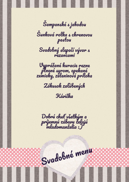 Svadobné menu - Šablóna ID 13715