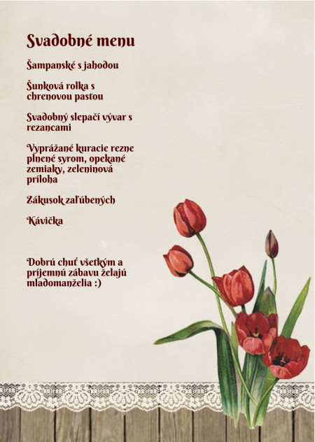 Svadobné menu - Šablóna ID 13730
