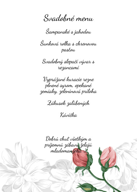 Svadobné menu - Šablóna ID 13748