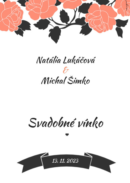 Svadobné etikety na fľaše - Šablóna ID 13786