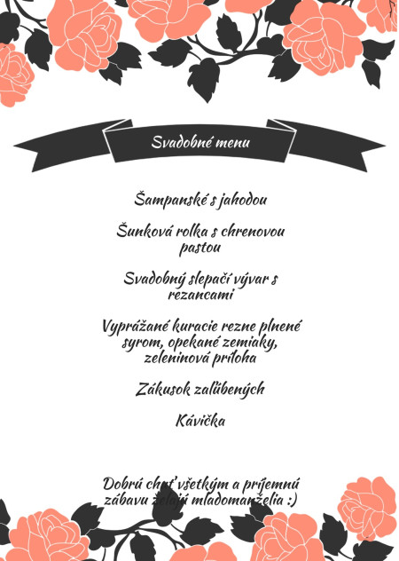 Svadobné menu - Šablóna ID 13795
