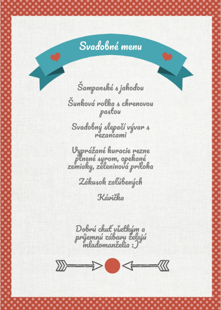 Svadobné menu - Šablóna ID 13810
