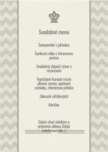 Svadobné menu - Šablóna ID 13825