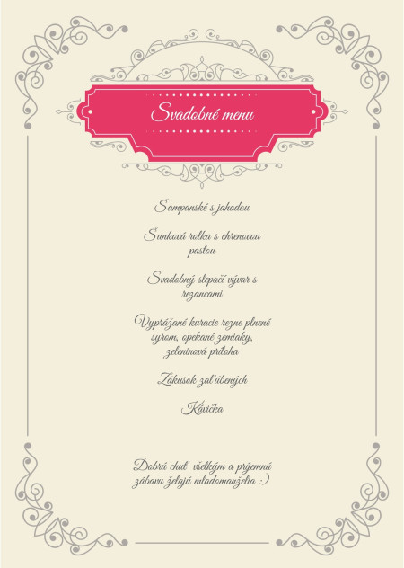 Svadobné menu - Šablóna ID 13885