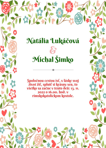 Svadobné oznámenia - Šablóna ID 13888